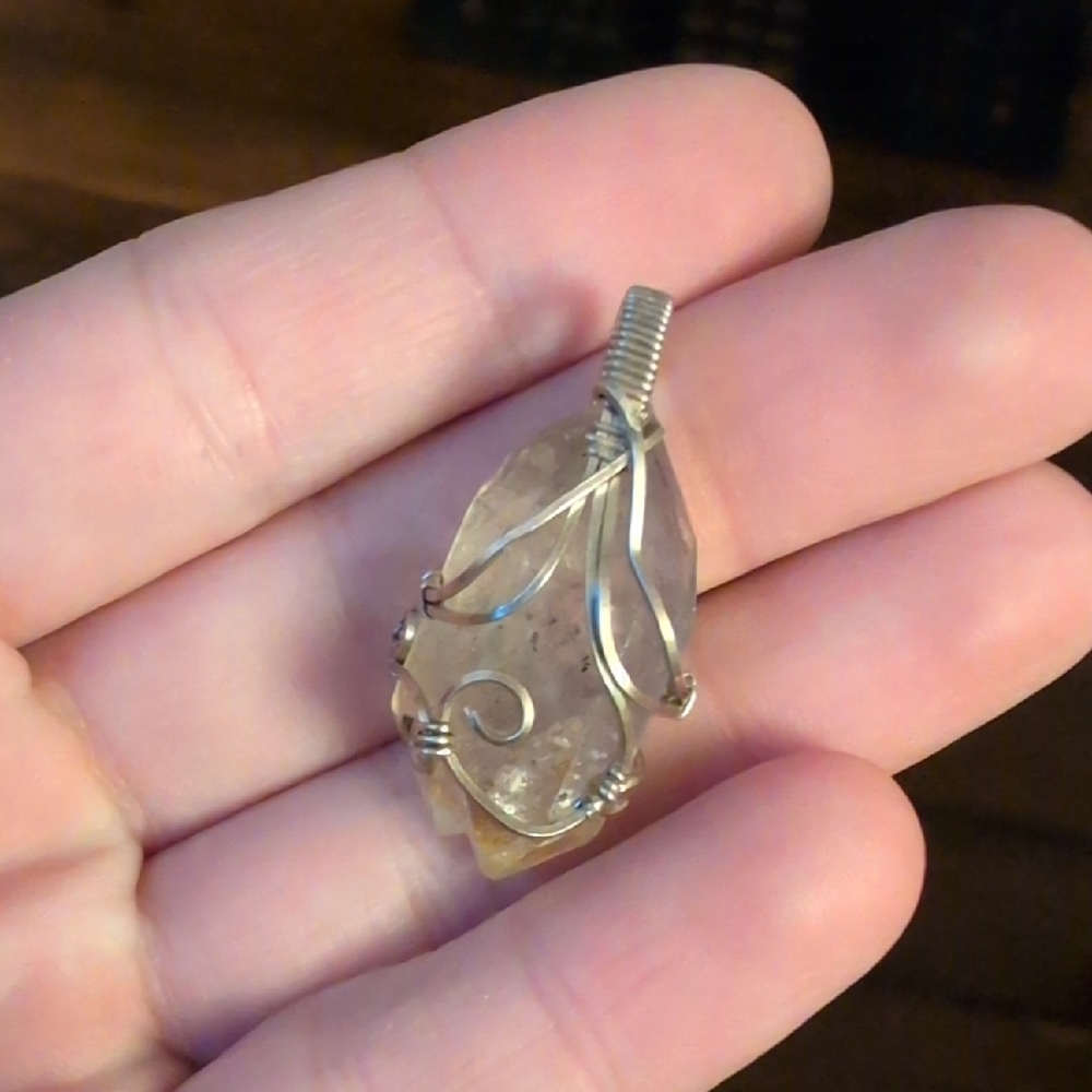 Wire Wrapped Double Terminated Quartz Point Pendant